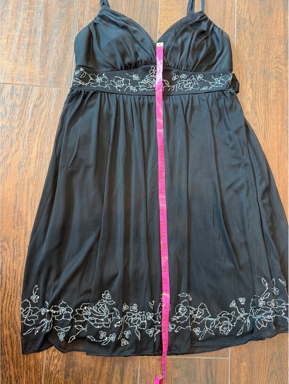 Black Beaded Floral Midi Dress Size L - Picture 6 of 7